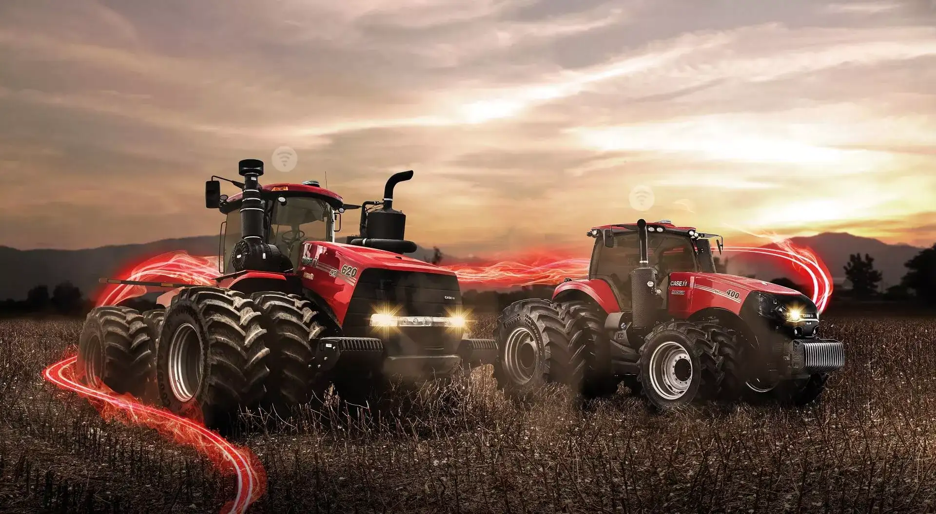 Tractor Case con implementos agrícolas
